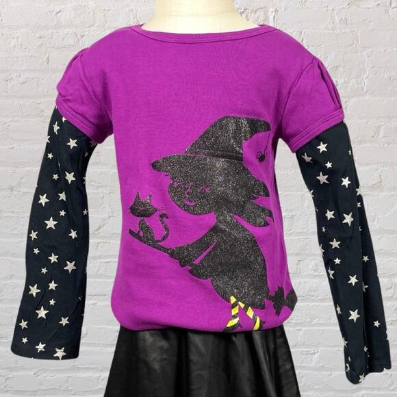 Carter’s Halloween Witch Cat Shirt 5T NWOT Sparkle Layered Purple Top - Picture 2 of 9